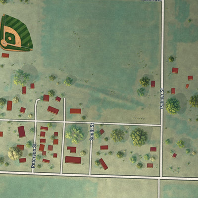 Second close-up of the map of Woodstock, Minnesota print showing more streets and buildings