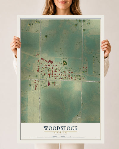 Map of Woodstock, Minnesota, 24 x 36 inch unframed archival matte print