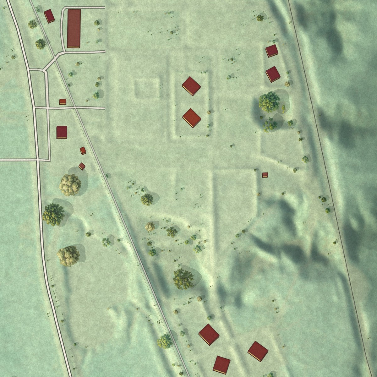 Second close-up of the map of Wrenshall, Minnesota print showing more streets and buildings