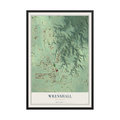 Map of Wrenshall, Minnesota, 12 x 18 inch print in a black wood frame