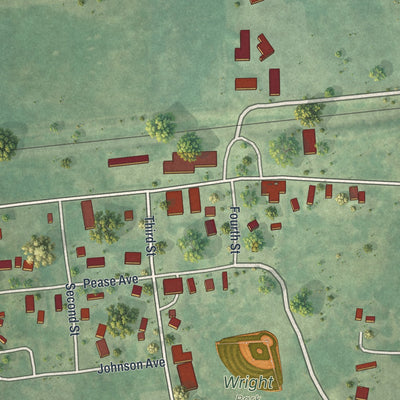 Close-up of the map of Wright, Minnesota print showing street and building detail