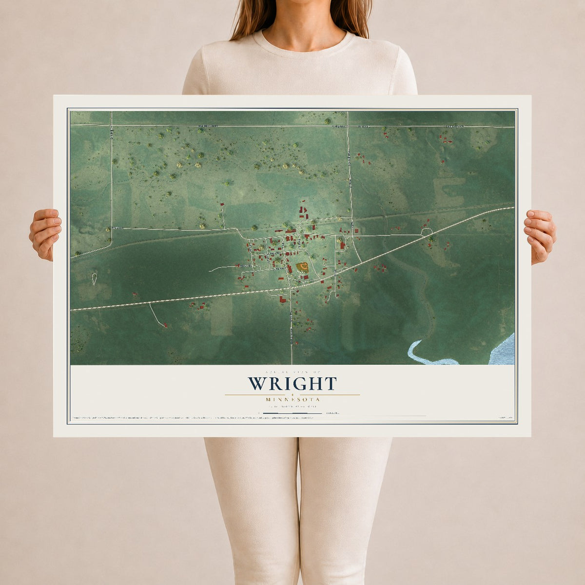 Map of Wright, Minnesota, 24 x 36 inch unframed archival matte print