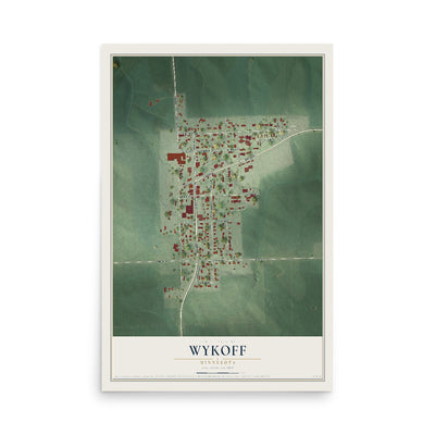 Map of Wykoff, Minnesota, 12 x 18 inch unframed archival matte print