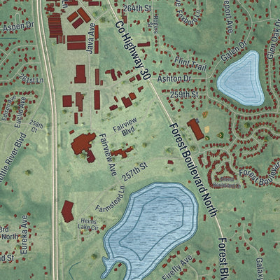 Close-up of the map of Wyoming, Minnesota print showing street and building detail