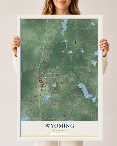 Map of Wyoming, Minnesota, 24 x 36 inch unframed archival matte print