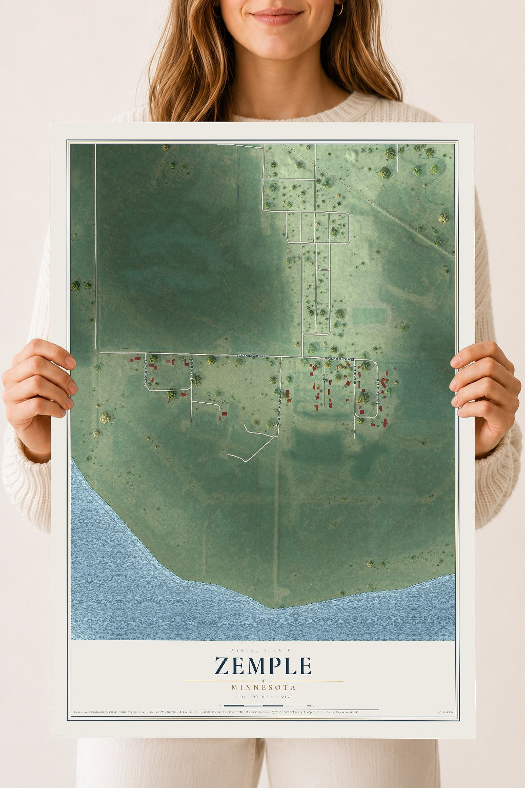 Map of Zemple, Minnesota, 18 x 24 inch unframed archival matte print