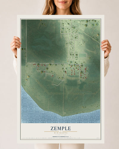 Map of Zemple, Minnesota, 24 x 36 inch unframed archival matte print