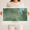 Map of Zimmerman, Minnesota, 12 x 18 inch unframed archival matte print
