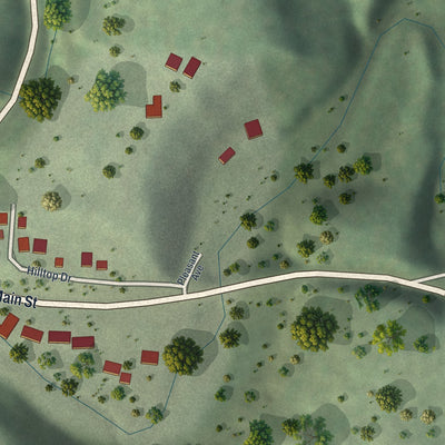 Second close-up of the map of Zumbro Falls, Minnesota print showing more streets and buildings