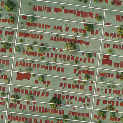 Close-up of the map of Academy, Missouri print showing street and building detail
