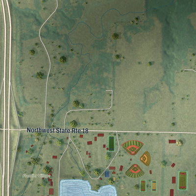 Second close-up of the map of Adrian, Missouri print showing more streets and buildings