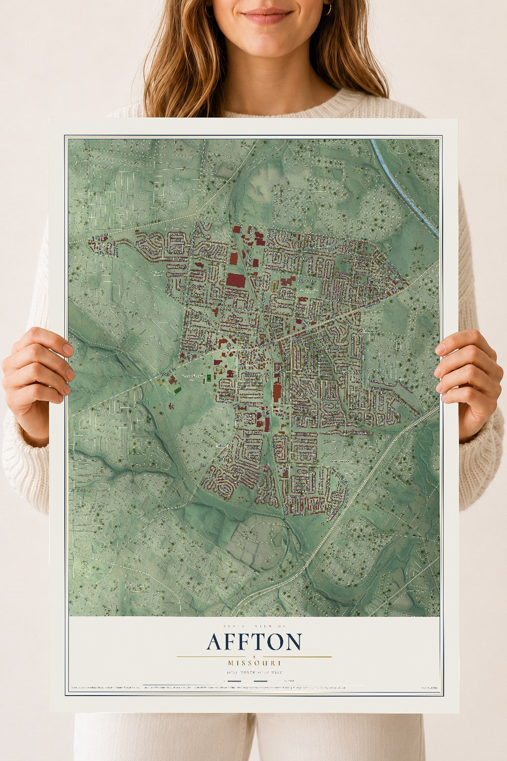 Map of Affton, Missouri, 18 x 24 inch unframed archival matte print