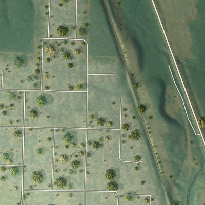 Second close-up of the map of Airport Drive, Missouri print showing more streets and buildings