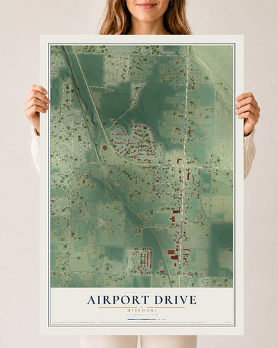 Map of Airport Drive, Missouri, 24 x 36 inch unframed archival matte print