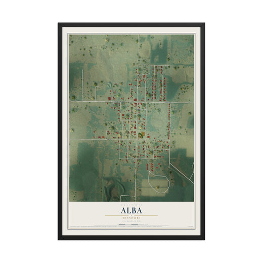 Map of Alba, Missouri, 12 x 18 inch print in a black wood frame