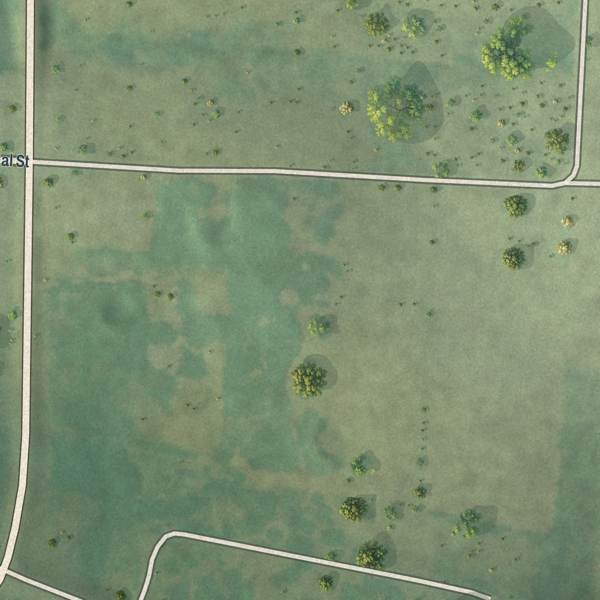 Second close-up of the map of Aldrich, Missouri print showing more streets and buildings
