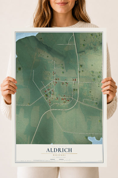 Map of Aldrich, Missouri, 18 x 24 inch unframed archival matte print