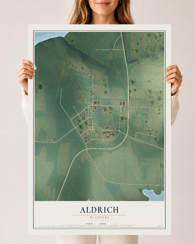 Map of Aldrich, Missouri, 24 x 36 inch unframed archival matte print