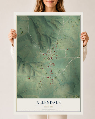 Map of Allendale, Missouri, 24 x 36 inch unframed archival matte print