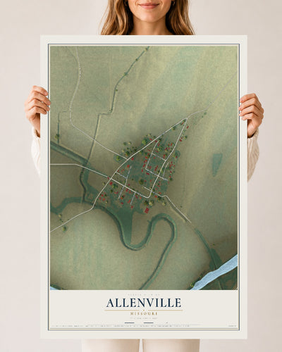 Map of Allenville, Missouri, 24 x 36 inch unframed archival matte print