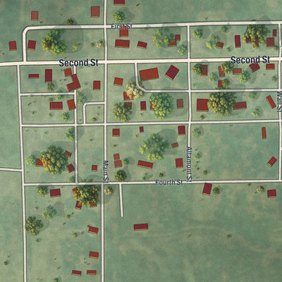 Close-up of the map of Altamont, Missouri print showing street and building detail