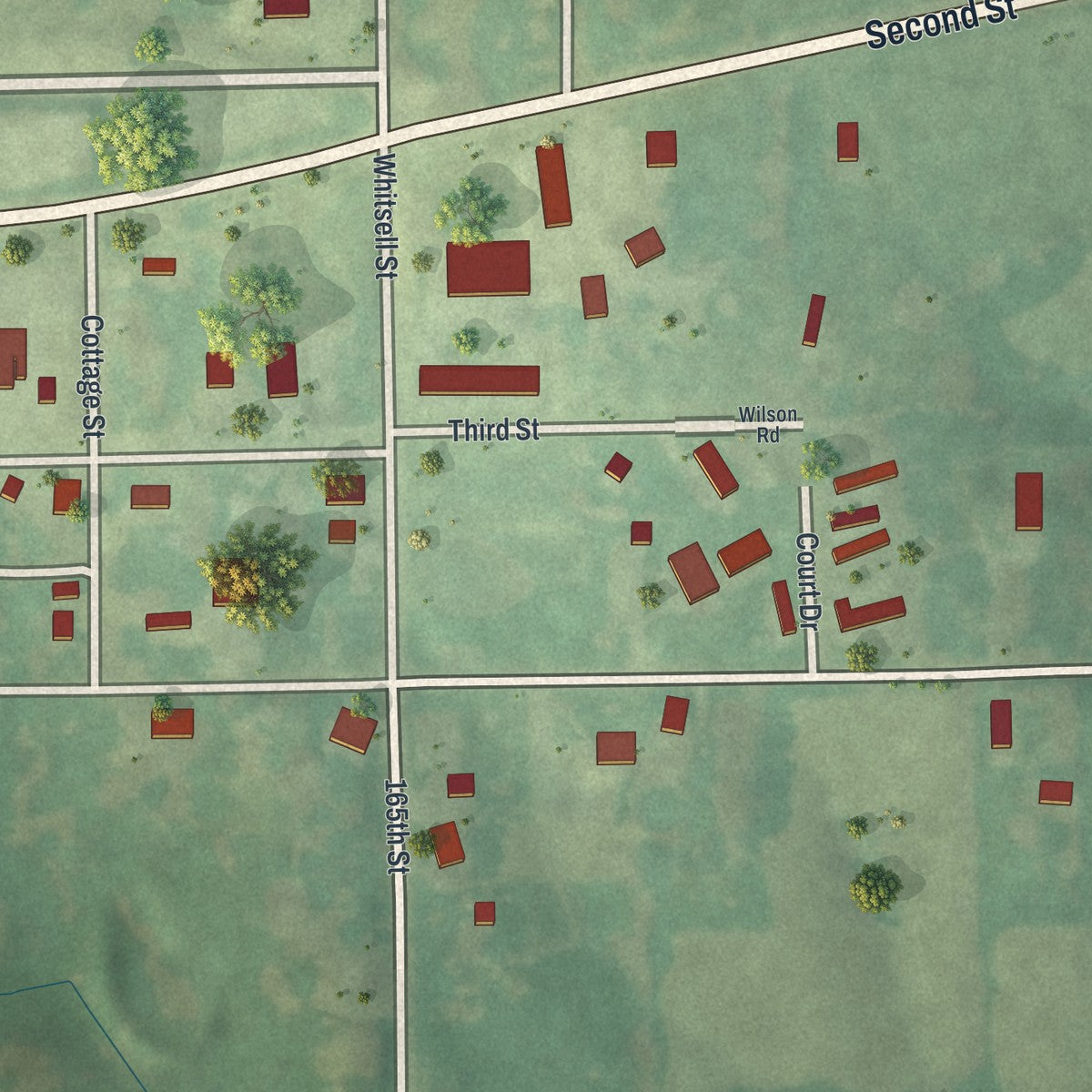 Second close-up of the map of Altamont, Missouri print showing more streets and buildings