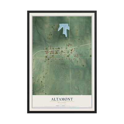Map of Altamont, Missouri, 12 x 18 inch print in a black wood frame