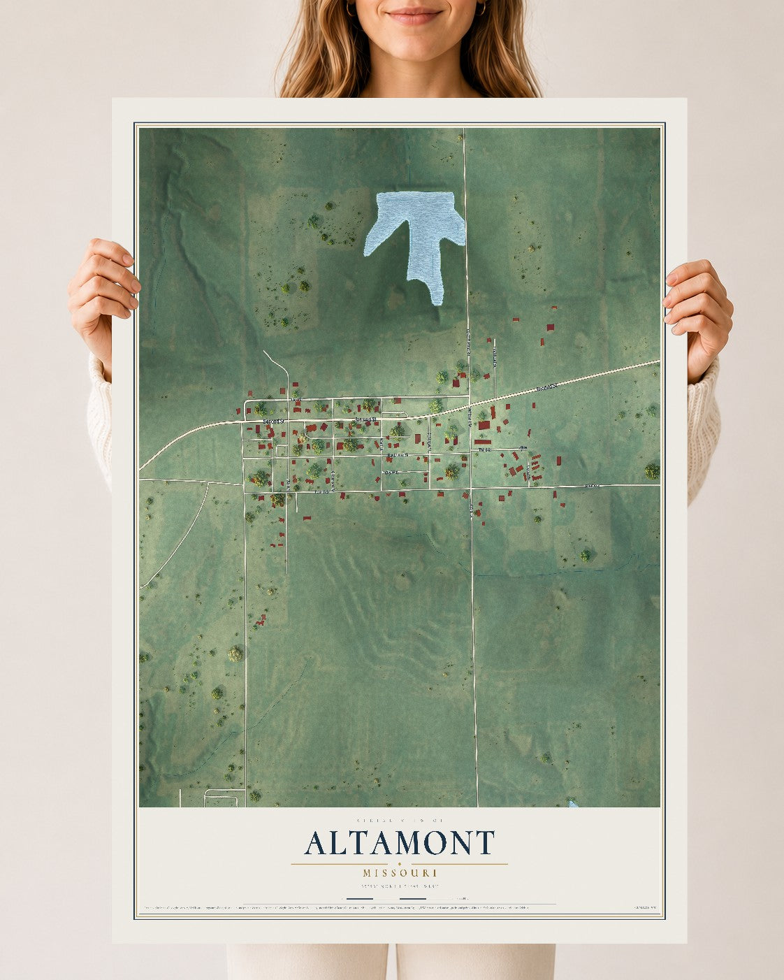 Map of Altamont, Missouri, 24 x 36 inch unframed archival matte print