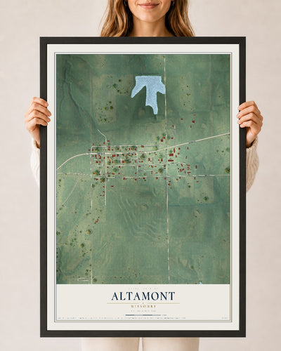 Map of Altamont, Missouri, 24 x 36 inch print in a black wood frame