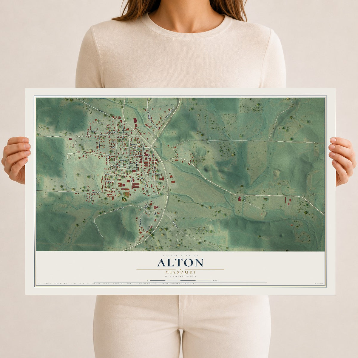 Map of Alton, Missouri, 12 x 18 inch unframed archival matte print