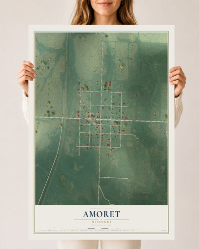 Map of Amoret, Missouri, 24 x 36 inch unframed archival matte print