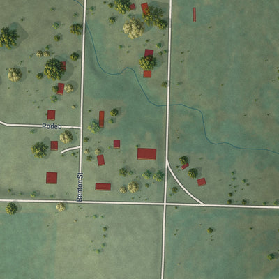 Second close-up of the map of Amsterdam, Missouri print showing more streets and buildings