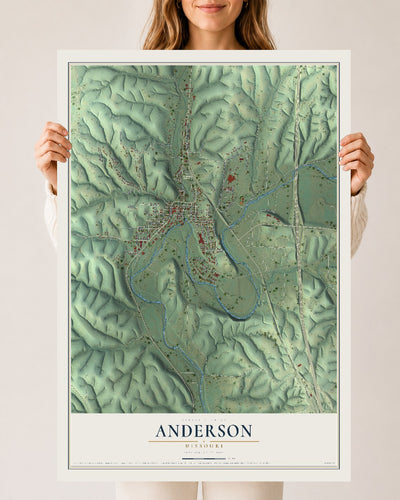 Map of Anderson, Missouri, 24 x 36 inch unframed archival matte print