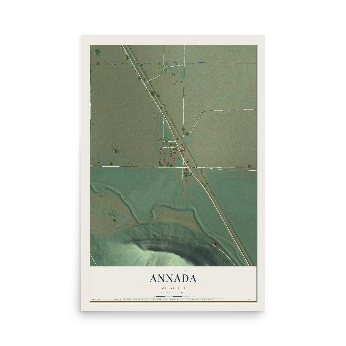 Map of Annada, Missouri, 12 x 18 inch unframed archival matte print