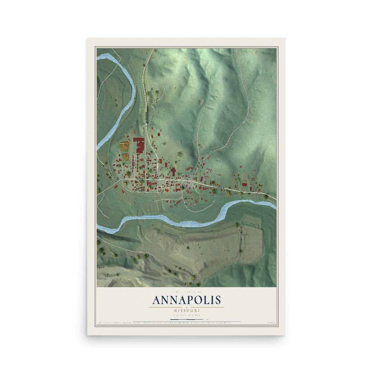 Map of Annapolis, Missouri, 12 x 18 inch unframed archival matte print