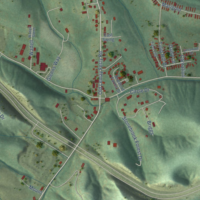 Close-up of the map of Antonia, Missouri print showing street and building detail