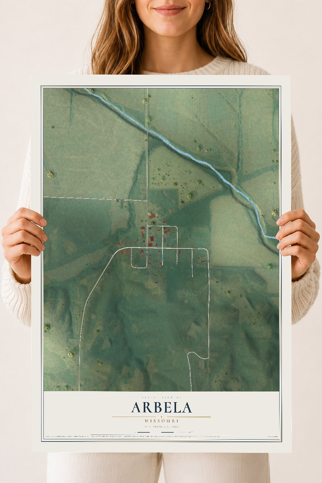 Map of Arbela, Missouri, 18 x 24 inch unframed archival matte print