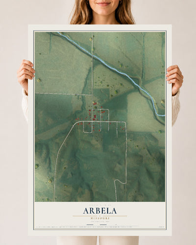 Map of Arbela, Missouri, 24 x 36 inch unframed archival matte print