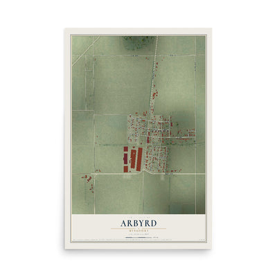 Map of Arbyrd, Missouri, 12 x 18 inch unframed archival matte print
