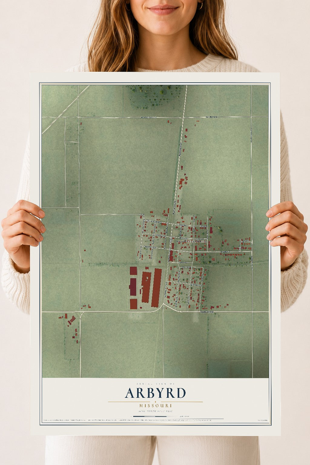 Map of Arbyrd, Missouri, 18 x 24 inch unframed archival matte print