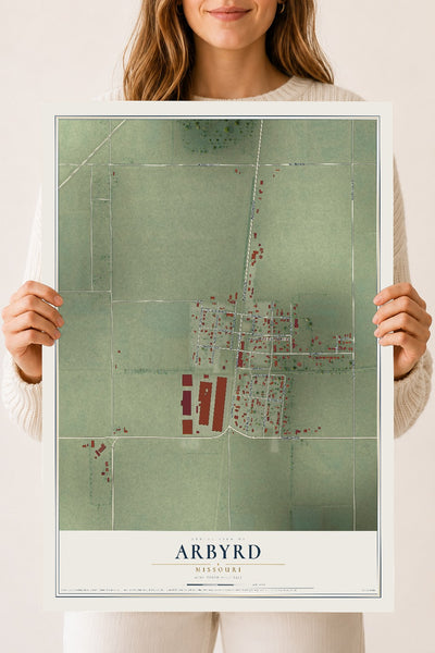Map of Arbyrd, Missouri, 18 x 24 inch unframed archival matte print