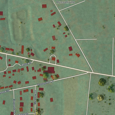 Second close-up of the map of Arcadia, Missouri print showing more streets and buildings
