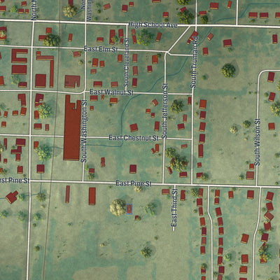 Close-up of the map of Archie, Missouri print showing street and building detail