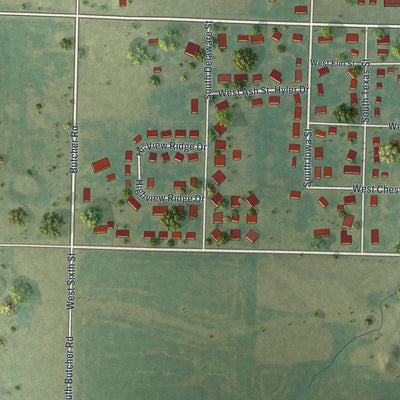 Second close-up of the map of Archie, Missouri print showing more streets and buildings