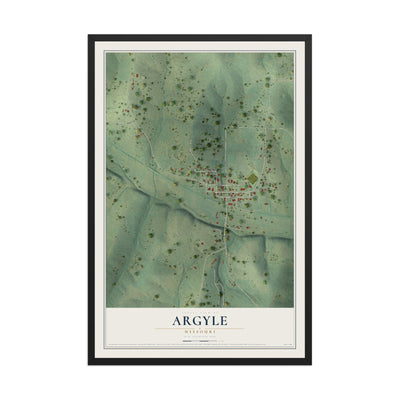 Map of Argyle, Missouri, 12 x 18 inch print in a black wood frame