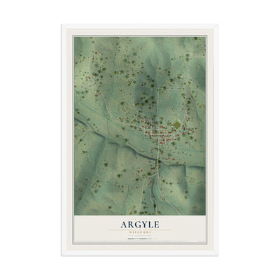 Map of Argyle, Missouri, 12 x 18 inch print in a white wood frame