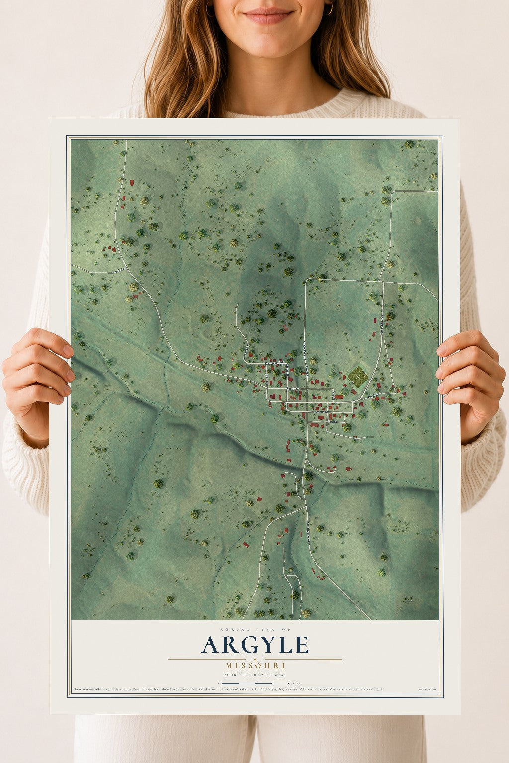 Map of Argyle, Missouri, 18 x 24 inch unframed archival matte print