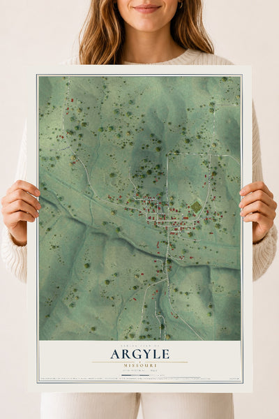 Map of Argyle, Missouri, 18 x 24 inch unframed archival matte print