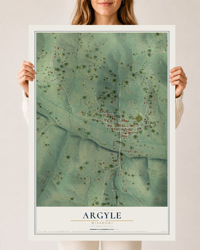 Map of Argyle, Missouri, 24 x 36 inch unframed archival matte print