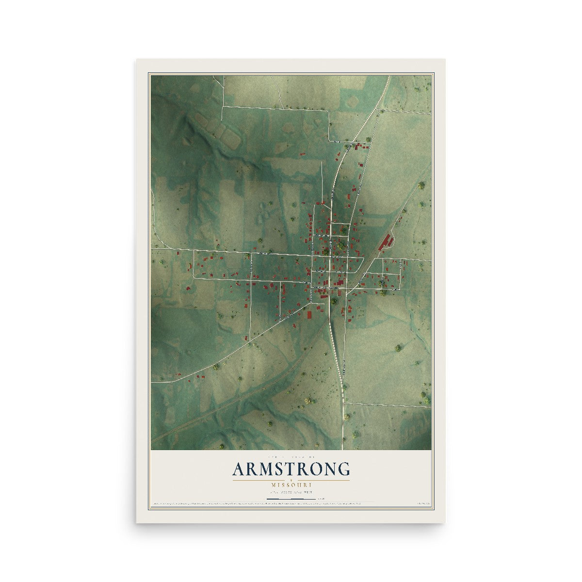 Map of Armstrong, Missouri, 12 x 18 inch unframed archival matte print